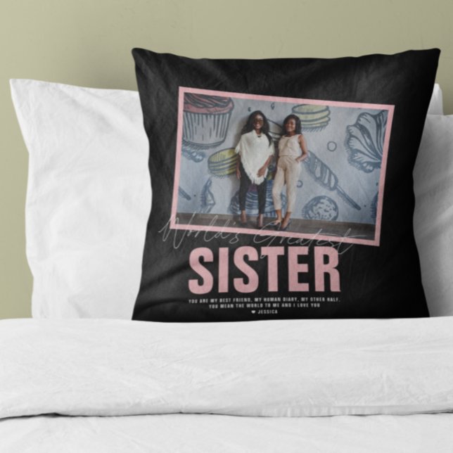 World's Best Sister | Modern Photo Collage Cushion (Creator Uploaded)