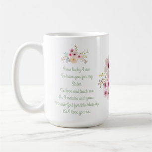 World's Best SISTER POEM, Floral Personalised Coffee Mug