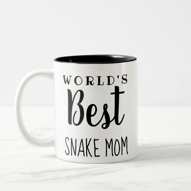 World's Best Snake Mum (Plain) - Customisable Two-Tone Coffee Mug (Left)