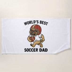 World's Best Soccer Dad - Pug player Beach Towel