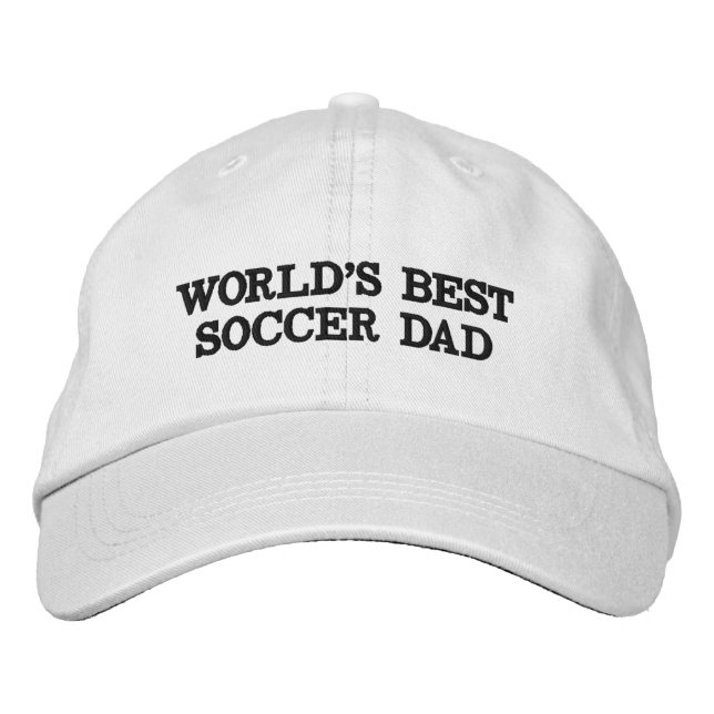 World's Best Soccer Dad white black custom modern  Embroidered Hat (Front)