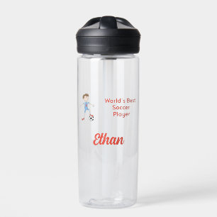 World's Best Soccer Player Personalised with Name  Water Bottle