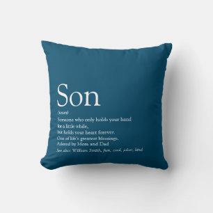 World's Best Son Definition Modern Blue Cushion
