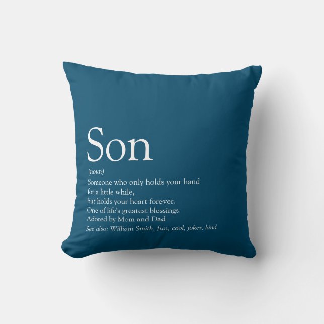 World's Best Son Definition Modern Blue Cushion (Front)