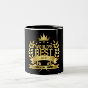 World's Best Son Fun Gold Black Two-Tone Coffee Mug