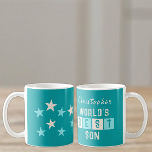 World's Best Son name stars turquoise Coffee Mug