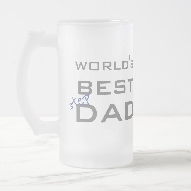 World's Best Stepdad Custom Frosted Glass Beer Mug (Left)