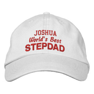 World's Best STEPDAD Custom Name RED Embroidered Hat