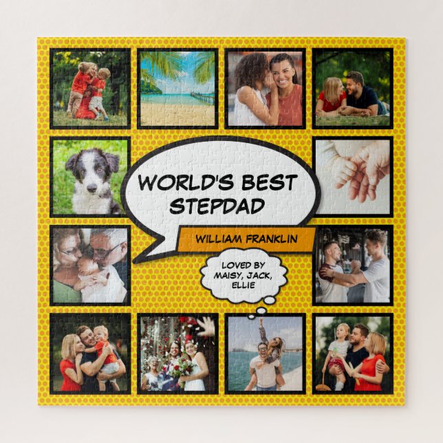 World's Best Stepfather Stepdad 12 Photo Comic Fun Jigsaw Puzzle (Vertical)
