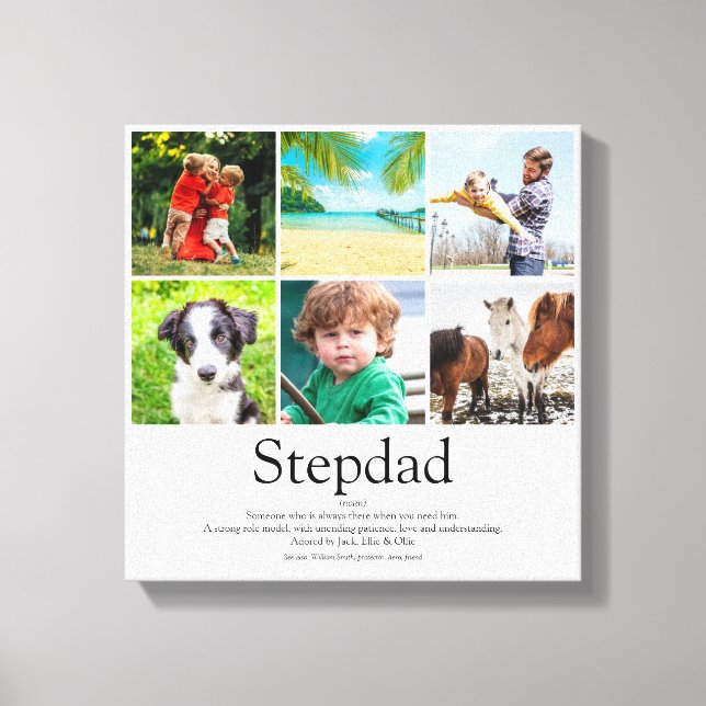 World's Best Stepfather Stepdad Definition 6 Photo Canvas Print (Front)