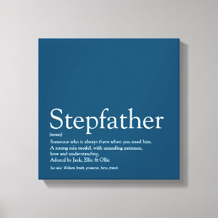 World's Best Stepfather, Stepdad Definition Blue Canvas Print
