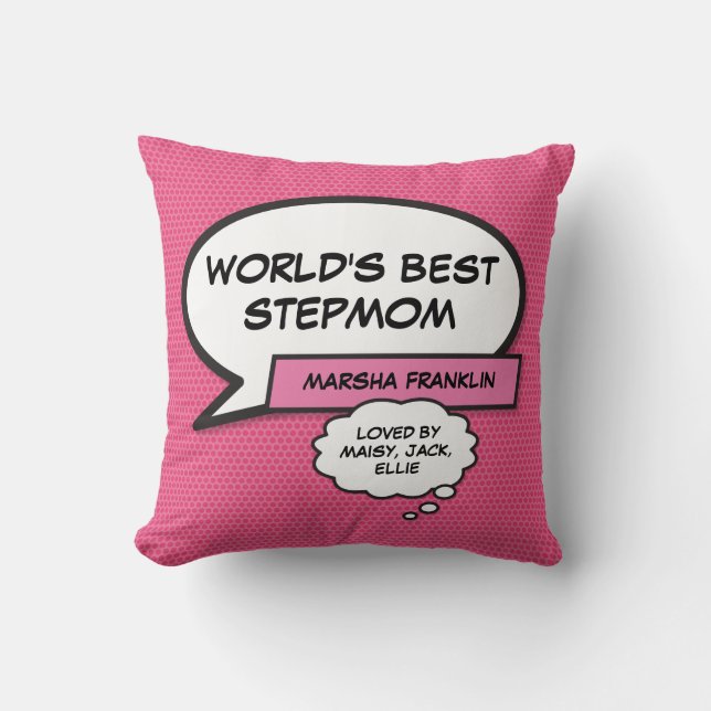 Worlds Best Stepmom Bonus Mum Pink Fun Cushion (Front)