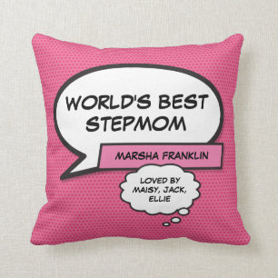 Worlds Best Stepmom Bonus Mum Pink Fun Cushion