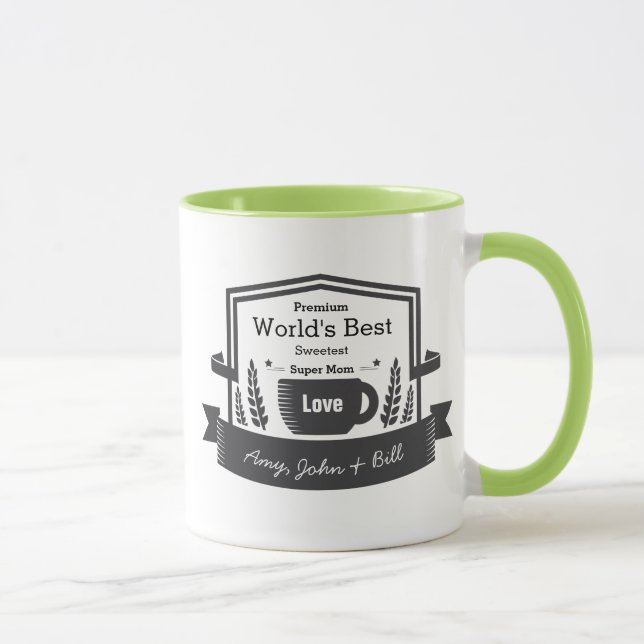 World's Best Super Mum Personalise Love Your Names Mug (Right)