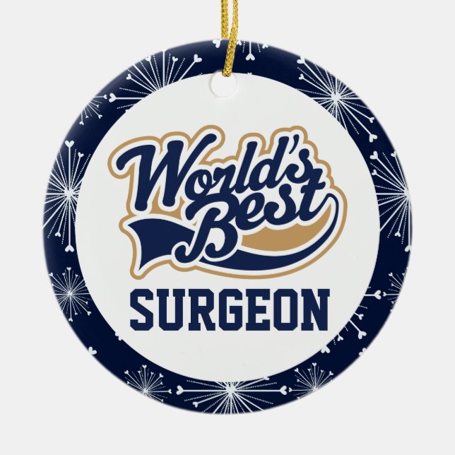 Worlds Best Surgeon Gift Ceramic Tree Decoration (Front)