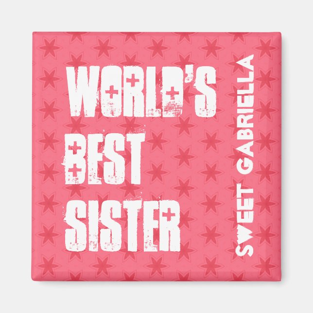 World's Best  SUSTER Custom Name Pink Stars Magnet (Front)