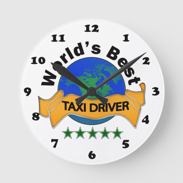 World's Best Taxi Driver Round Clock (Front)
