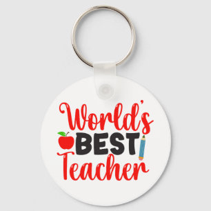 Worlds Best Teacher Apple School Gift Key Ring