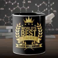 World's Best Teacher Black And Gold 5 Star