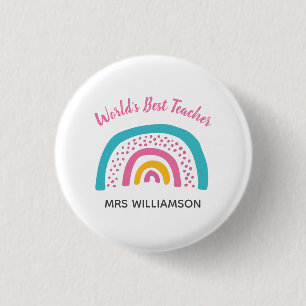 World's Best Teacher Bright Rainbow 3 Cm Round Badge
