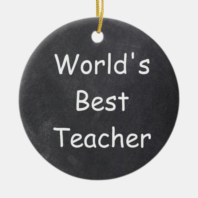 World's Best Teacher Chalkboard Design Gift Idea Ceramic Tree Decoration (Front)