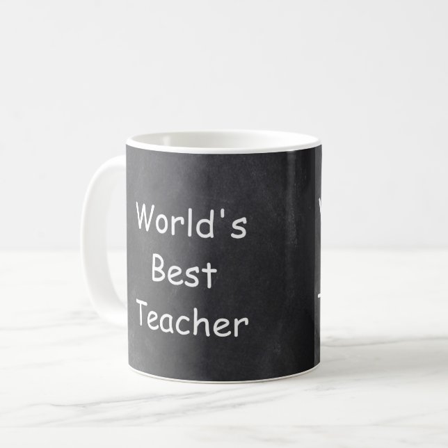 World's Best Teacher Chalkboard Design Gift Idea Coffee Mug (Front Left)