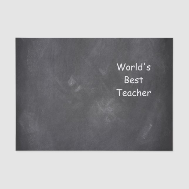 World's Best Teacher Chalkboard Design Gift Idea Tissue Paper (Front)