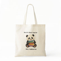 World's Best Teacher Cute Panda Books Custom Name