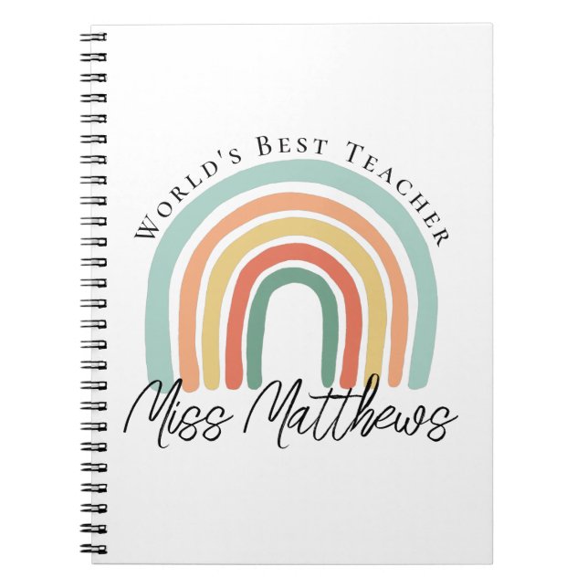 Worlds Best Teacher Elementary Rainbow Notebook (Front)