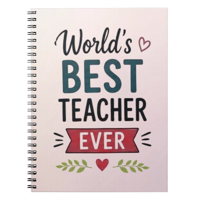 Worlds Best Teacher Ever  Notebook (Front)