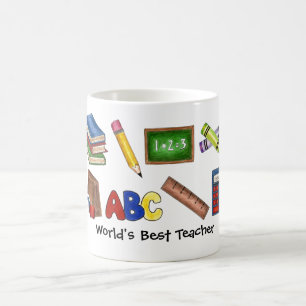 World's Best Teacher Gift School Books Calculator Coffee Mug