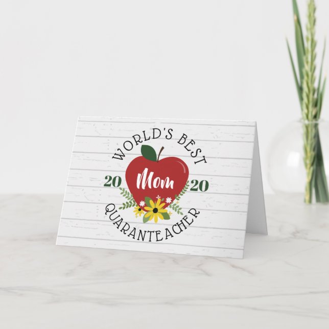 World's Best Teacher Mother's Day Red Apple Card (Front)