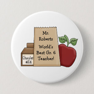 World's Best Teacher!-Personalise Name/Grade 7.5 Cm Round Badge