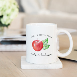 World's Best Teacher Personalised Apple Coffee Mug
