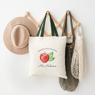 World's Best Teacher Personalised Apple Tote Bag