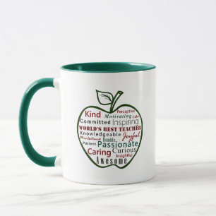 World's Best Teacher Qualities, Green Apple Mug