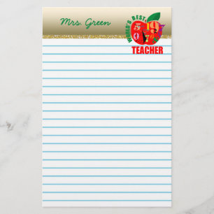 World's Best Teacher   Red Apple Lined Paper