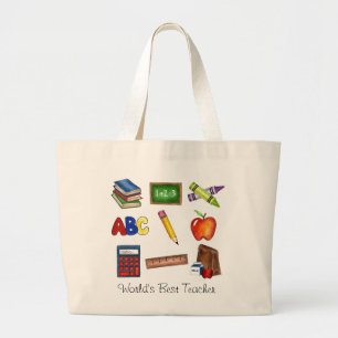 World's Best Teacher School Teaching Education Large Tote Bag