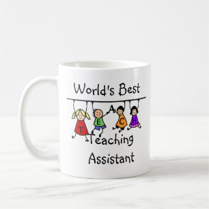 World's Best Teaching Assistant with  Kids Cartoon Coffee Mug
