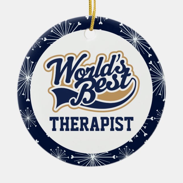 Worlds Best Therapist Gift Ceramic Tree Decoration (Front)