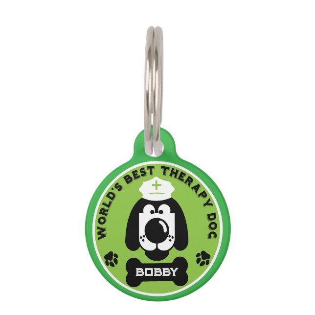 World's Best Therapy Helper Dog Pet Tag (Front)