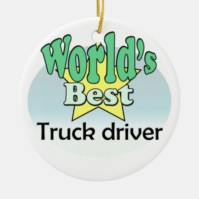 World's best Truck driver Ceramic Tree Decoration (Front)