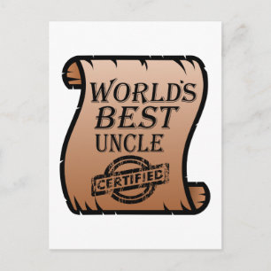 World's Best Uncle Certified Certificate Funny Postcard