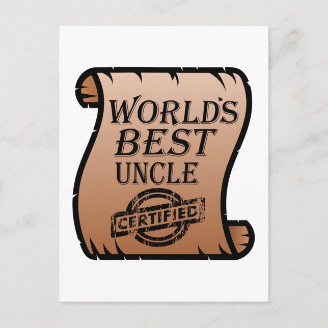 World's Best Uncle Certified Certificate Funny Postcard (Front)
