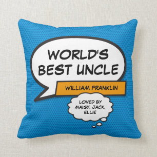World's Best Uncle Fun Cool Typographic Blue Cushion