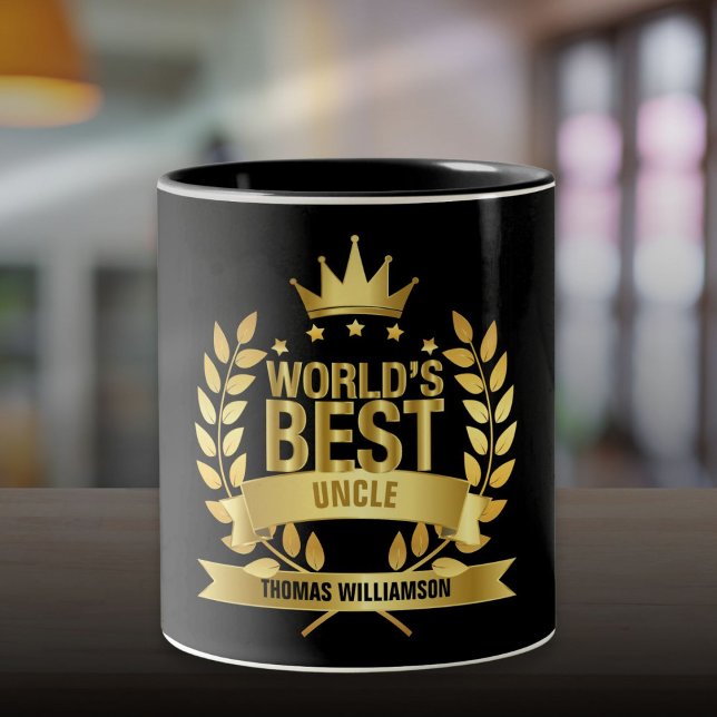 World's Best Uncle Fun Gold Black Two-Tone Coffee Mug (World's Best Uncle Fun Gold Black Two-Tone Coffee Mug)