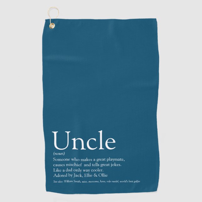 World's Best Uncle Funcle Definition Blue Golf Towel (Front)