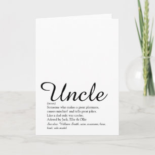 World's Best Uncle, Funcle Definition Script Card