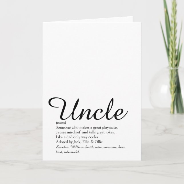 World's Best Uncle, Funcle Definition Script Card (Front)