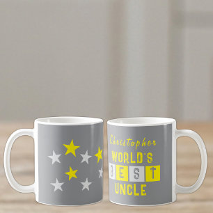 World's Best Uncle name stars grey Coffee Mug